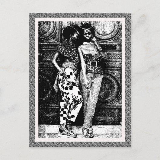 Carte Postale Mode d'art pop afro rétro (Devant)