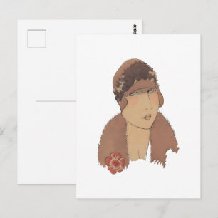 Carte Postale Mode de chapeau de femme vintage, 2