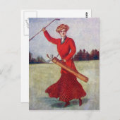 Carte Postale Mode de golf féminin vintage 1910 (Devant / Derrière)