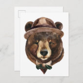 Carte Postale Mode de l'ours aquarelle (Devant / Derrière)