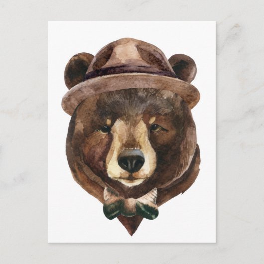 Carte Postale Mode de l'ours aquarelle (Devant)