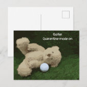 Carte Postale Mode de quarantaine de golfeurs sur ours en peluch (Devant / Derrière)