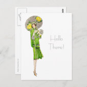 Carte Postale Mode des années 1920 avec parasol (Devant / Derrière)