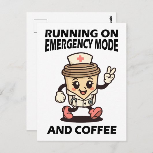 Carte Postale Mode d'urgence actif - Alimenté par café (Devant / Derrière)