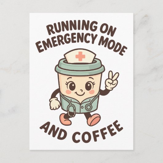 Carte Postale Mode d'urgence actif - Alimenté par café (Devant)