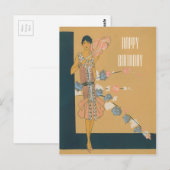 Carte Postale Mode et plumes roses rétro (Devant / Derrière)