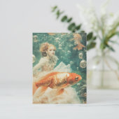 Carte Postale Mode et poisson rouge (Debout devant)