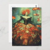 Carte Postale Mode et poisson rouge (Devant / Derrière)