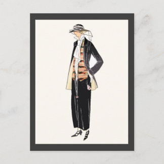 Carte Postale Mode femme 1920 Déco Pochoir