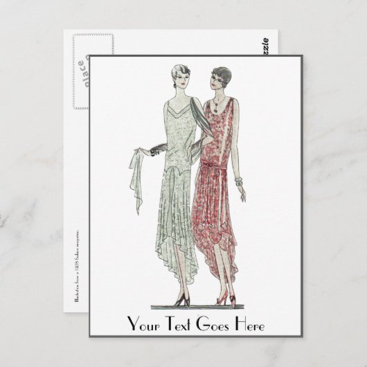 Carte Postale Mode Flapper 1928 (Devant / Derrière)
