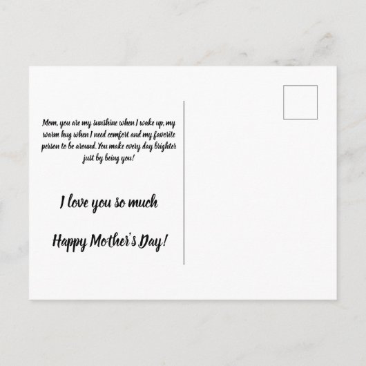 Carte Postale Mode foncé Faux Golden Foil Coeurs Fête des mères (Dos)