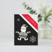 Carte Postale Mode Houndstooth Plaid Père Noël Avec Le Flocon De (Debout devant)