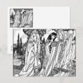 Carte Postale Mode Médiéval Noir Et Blanc (Devant / Derrière)