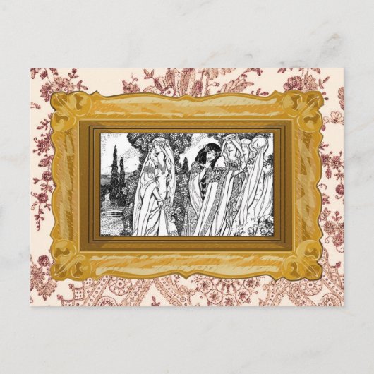 Carte Postale Mode Médiéval Noir Et Blanc (Devant)