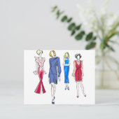 Carte Postale Mode rouge et bleu (Debout devant)