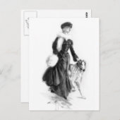 Carte Postale Mode vintage Borzoi Art (Devant / Derrière)