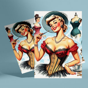 Carte Postale Mode vintage Corset Pin Up