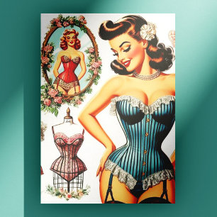 Carte Postale Mode vintage Corset Pin Up