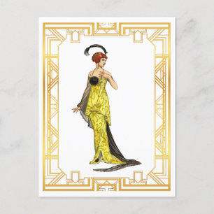 Carte Postale Mode vintage Début des années 1900 Hollywood Gown