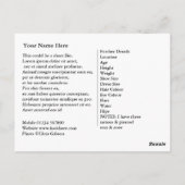 Carte Postale Model Comp Card-Obtenez votre nom là-bas. (Dos)