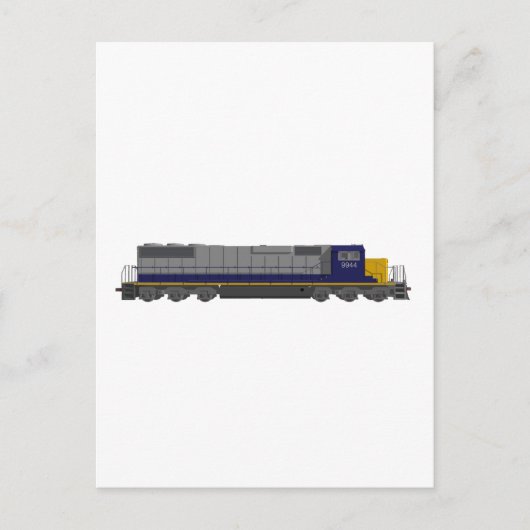 Carte Postale Modèle 3D : Moteur de train : Chemin de fer : (Devant)