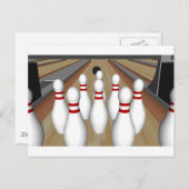 Carte Postale Modèle 3D : Pins de Bowling sur voie : (Devant / Derrière)