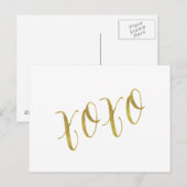 Carte Postale Modèle Arrière - plan XOXO Quote Faux Gold Parties (Devant / Derrière)