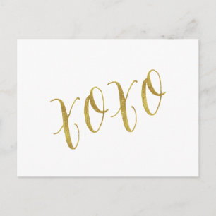 Carte Postale Modèle Arrière - plan XOXO Quote Faux Gold Parties