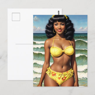 Carte Postale Modèle Bikini de Melanin Pinup Black Girl