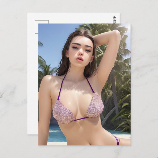 Carte postale Modèle Bikini Spring Break (Devant / Derrière)