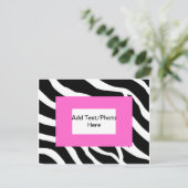 Carte Postale Modèle blanc rose Zebra (Debout devant)