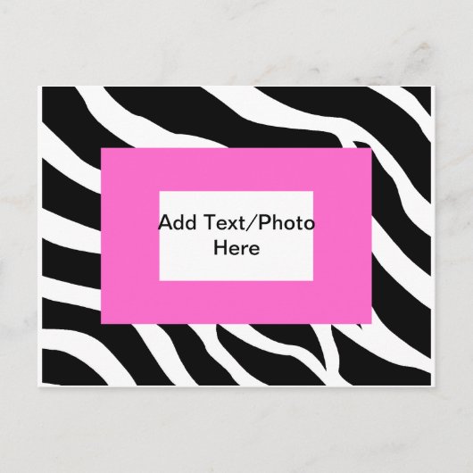 Carte Postale Modèle blanc rose Zebra (Devant)