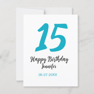 Carte Postale modèle bleu année date quiencenera 15e anniversair