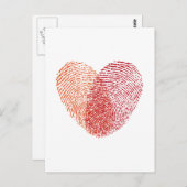 Carte Postale Modèle coeur d'empreintes rouges (Devant / Derrière)