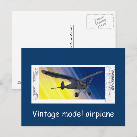 Carte postale - Modèle d'avion vintage - Fantôme (Devant / Derrière)