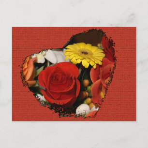 Carte Postale Modèle de bouquet de cœur manquant à l'arrière