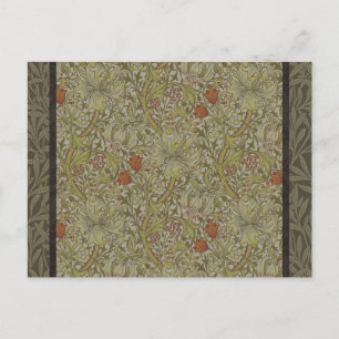 Carte Postale Modèle de branche de saule et de lys doré de Willi
