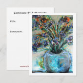Carte Postale Modèle de certificat d'authenticité d'artiste (Devant / Derrière)