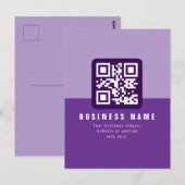 Carte Postale Modèle de code QR moderne éditable | Violets (Devant / Derrière)