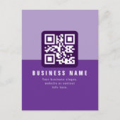 Carte Postale Modèle de code QR moderne éditable | Violets (Devant)