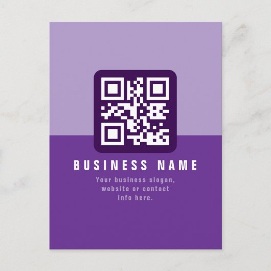 Carte Postale Modèle de code QR moderne modifiable | Purples (Devant)