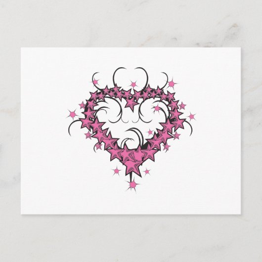 Carte Postale modèle de coeur étoiles tatouage (Devant)