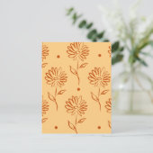 Carte Postale Modèle de contours de fleurs orange marron (Debout devant)