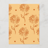 Carte Postale Modèle de contours de fleurs orange marron (Devant)
