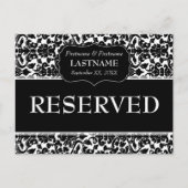 Carte Postale Modèle de Damas du panneau mariage RÉSERVÉ (Devant)