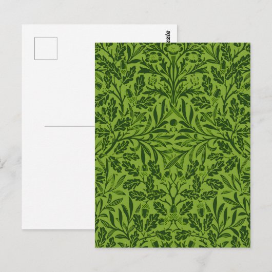 Carte Postale Modèle de feuille de chêne vert sans couture de Wi (Devant / Derrière)