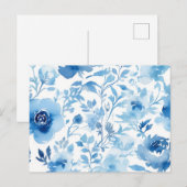 Carte Postale Modèle de fleurs bleues douces aquarelle (Devant / Derrière)