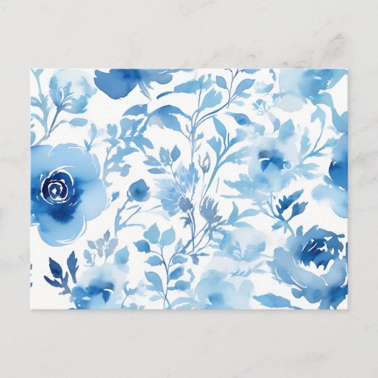 Carte Postale Modèle de fleurs bleues douces aquarelle (Devant)