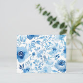 Carte Postale Modèle de fleurs bleues douces aquarelle (Debout devant)