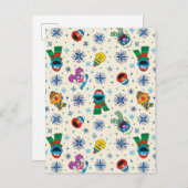 Carte Postale Modèle de flocon de neige de Noël de Sesame Street (Devant / Derrière)